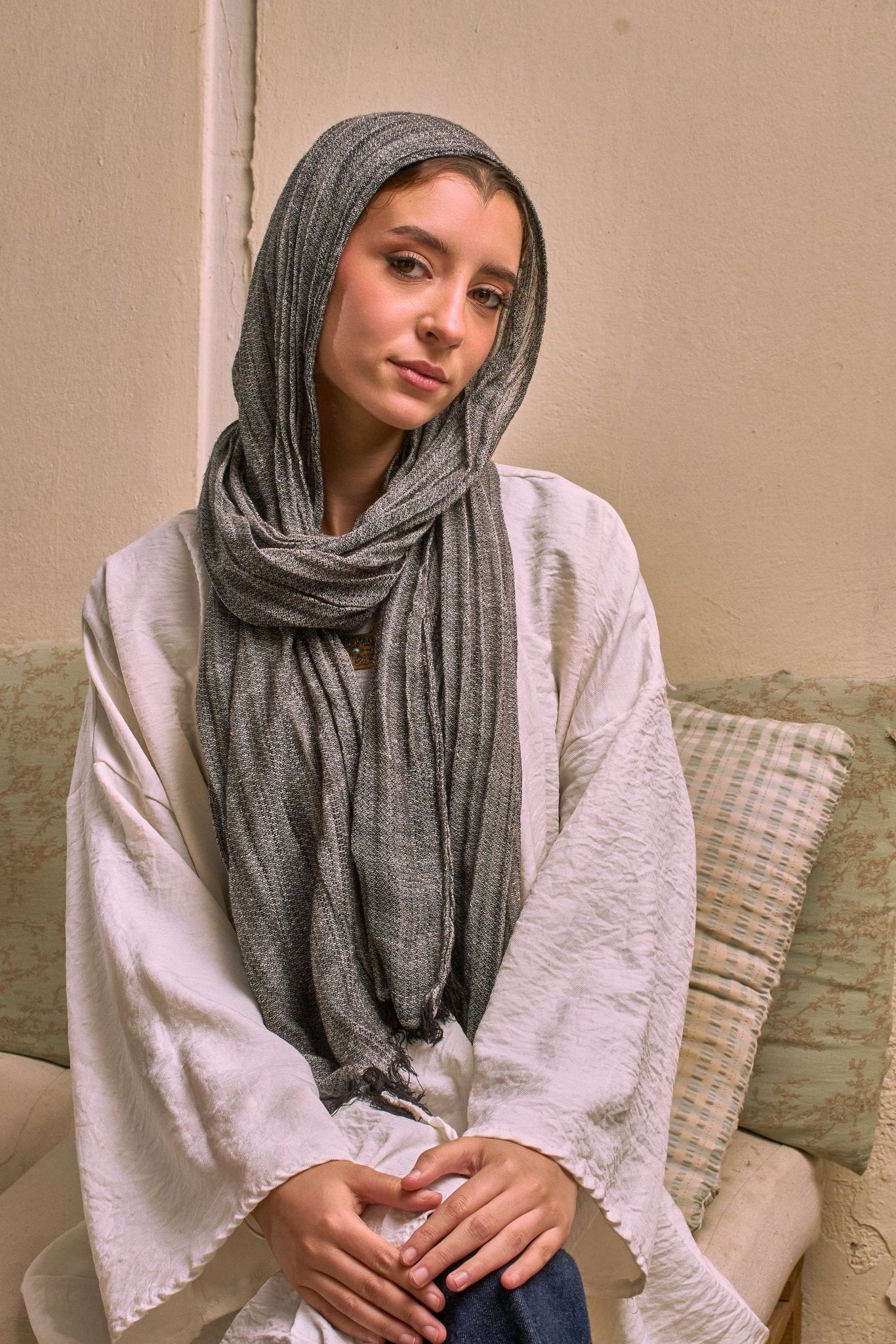 Linen Crunsh ( Light Grey ) - Eva veil