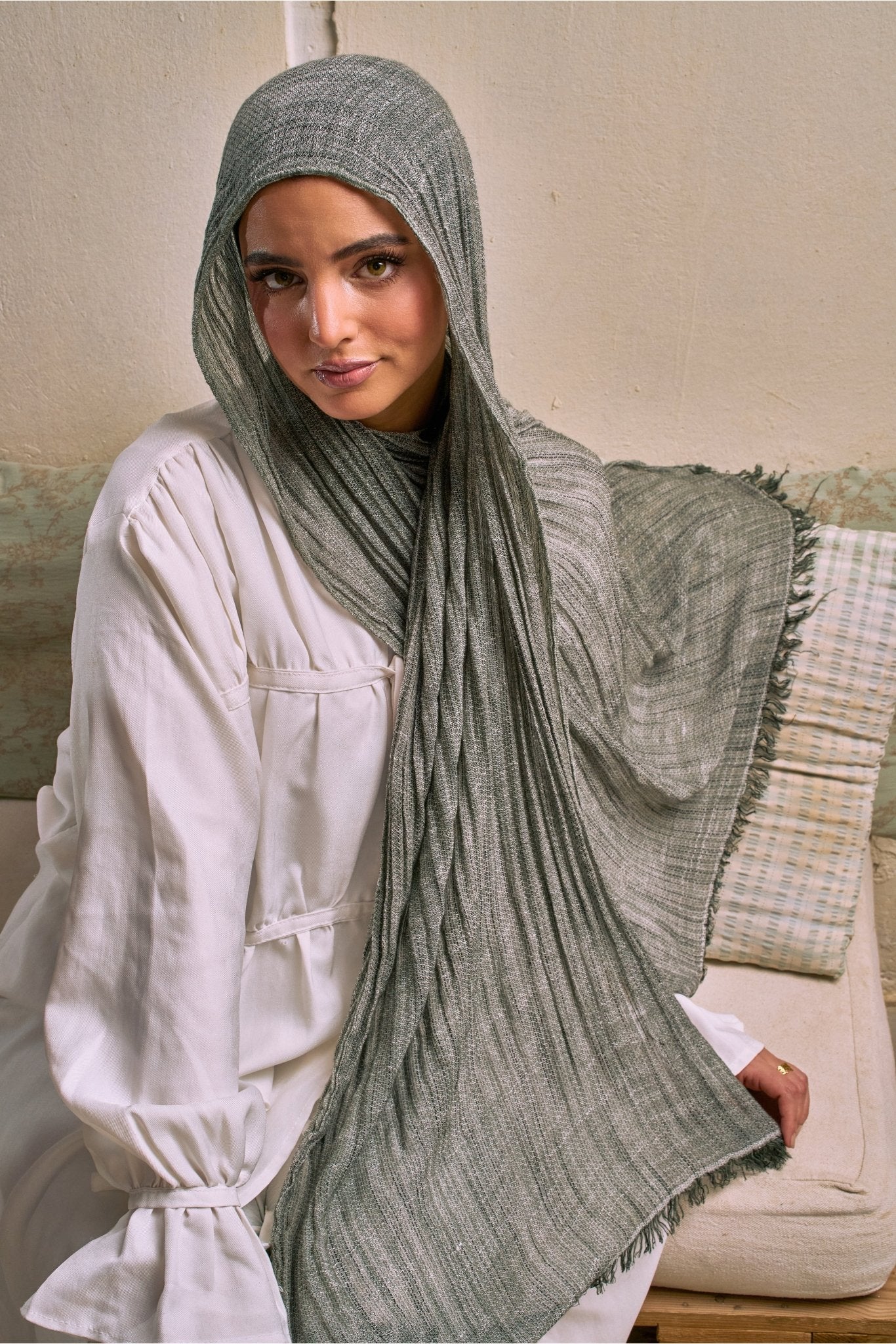 Linen Crunsh ( Light Olive ) - Eva veil